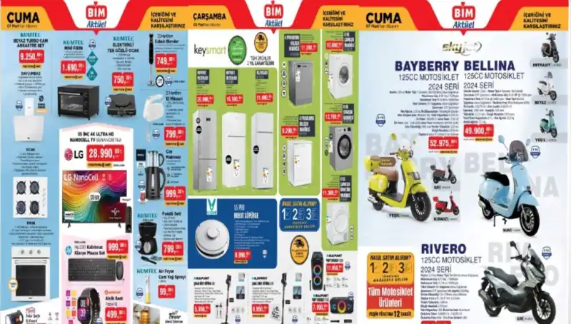BİM 4 Mart Aktüel Ürünler Kataloğu ile Elektronik ve Motosiklet Fırsatları